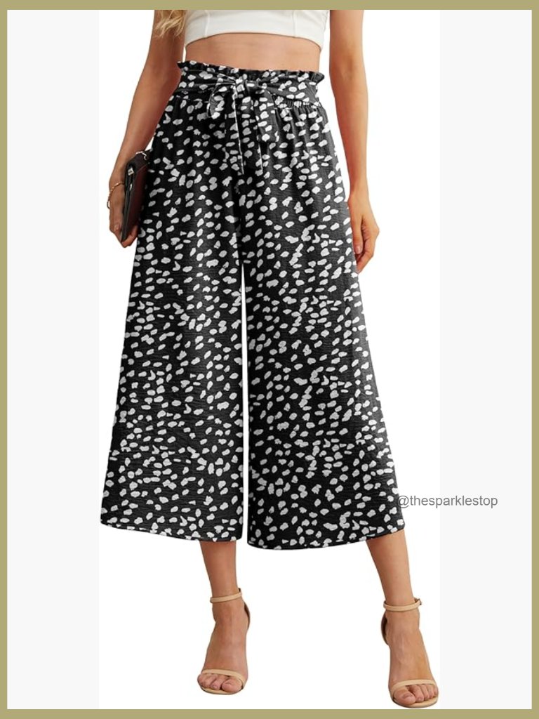 Flowy Wide Leg Palazzo Pants With Pockets High Waist Adjustable Knot